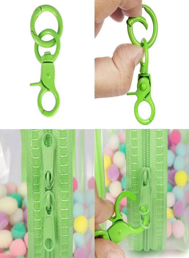 CHICHO Clear Figure Display Bag with White Hairball Keychain, Portable Small Doll Storage Bag Hanging Blind Box Organizer Zipper Closure, Dustproof Collectibles Display Case (Green) - Image 3